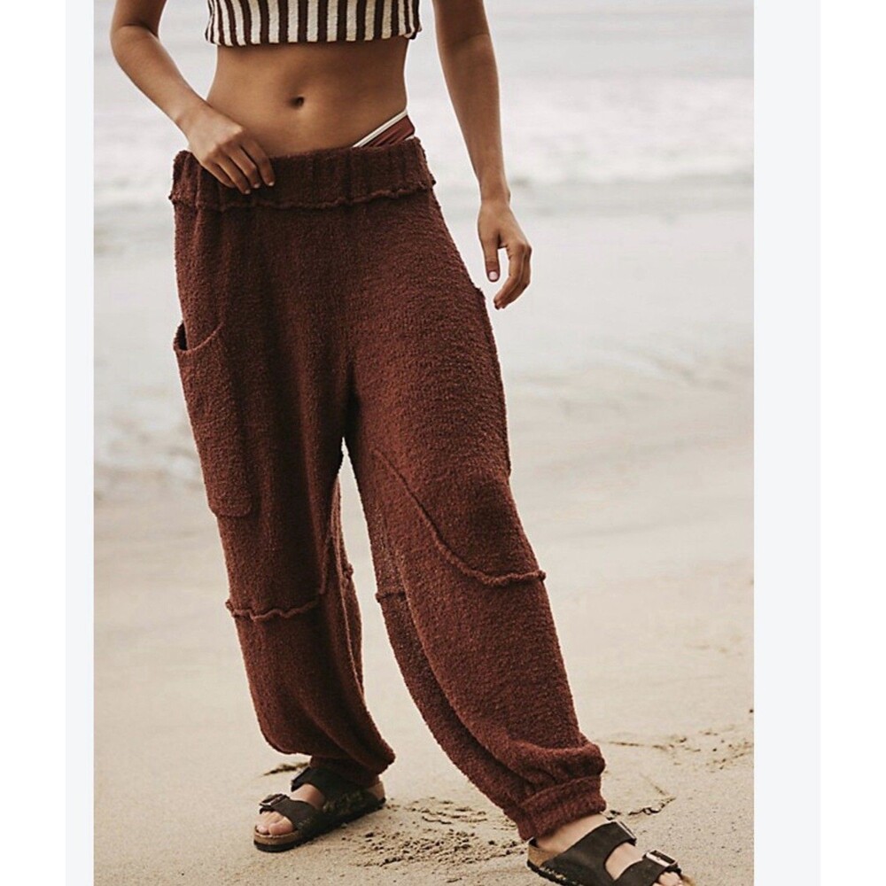 FP Beach Free People Brown Harem Jogger Pants Women’s Small Rayon Boho Lounge
